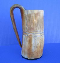 6-7/8 inches Rustic Buffalo Horn Beer Mug for Sale, Half Carved, Half Buffed (16 ounce) - Buy this one for $39.99