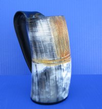 6-7/8 inches tall Half Carved, Half Polished Viking Horn Beer Mug, Half carved and Half Polished - Buy this one for $37.99