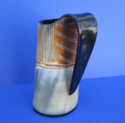 16 ounces Polished, Carved Cow Horn Tankard for $37.99