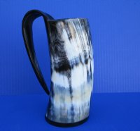 Polished Buffalo Horn Mug 6-3/4 inches tall with a blend of black and whites and a touch of tan (14 to 15 oz) - Buy this one for $34.99