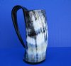 Polished Buffalo Horn Mug 6-3/4 inches tall with a blend of black and whites and a touch of tan - Buy this one for $34.99