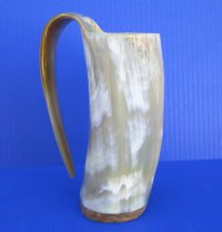 7 inches tall Genuine Buffalo Horn 20 ounces Beer Tankard for Sale, with blends of whites and tans - Buy this one for $39.99