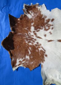 36 by 46 inches Authentic Goat Hide, Rust Brown and White Pattern for $44.99