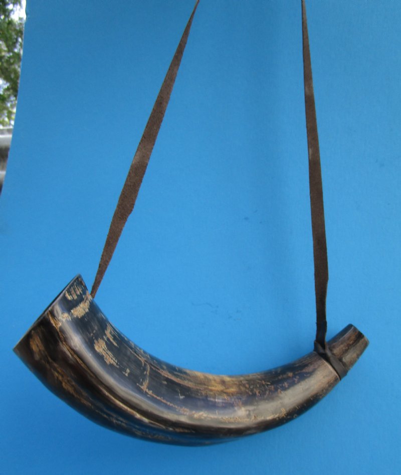 147/8 inches Viking War Horn, with Leather Shoulder Strap , Blowing Horn