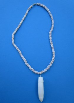 1-3/8 inches Real Alligator Tooth Pendant on an 18 inches Tiger Puka Shell Necklace for Sale - Buy this one for <font color=red> $19.99</font> (Plus $5.00 First Class Mail)