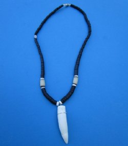 1-5/8 inches Alligator Tooth Pendant on 18 inches Black Coconut Beads Necklace - Buy this one for $19.99 <font color=red> *SALE* FREE SHIPPING*</font>