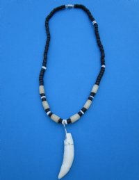 18 inches Black Beads with Cream Beads Necklace with 1-3/8 inches Alligator Tooth Pendant for Sale - Buy this one for $19.99 (Plus $5.00 Postage)