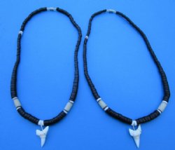 Two Black Coconut Beads Necklaces with 1-1/8 Modern Day Mako Shark Teeth Pendants 18 inches - <font color=red> $15.99 </font>(Plus $7.00 Postage)