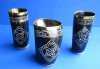 5 to 5-1/2 inches Carved Buffalo Horn Cup, Glass with Brass Rim and Wood Bottom for Decorating - Pack of 2 @ $13.50 each; Pack of 4 @ $12.00 each