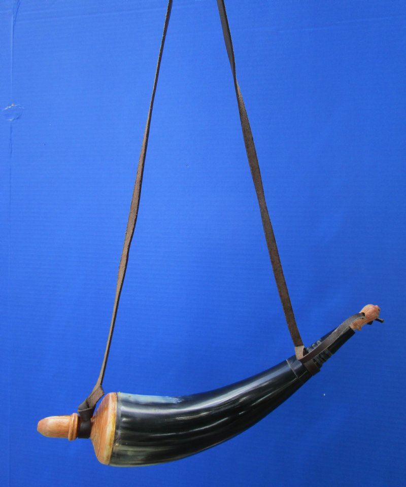 15-3/4 inches Buffalo Powder Horn with leather carry strap - $24.99