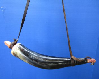 15-1/4 inches Powder Horn with Leather Strap - $24.99