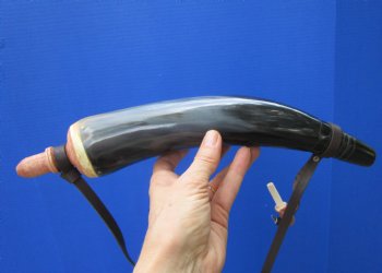 15-1/4 inches Powder Horn with Leather Strap - $24.99