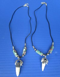 Genuine Alligator Tooth with Camouflage Beads Necklaces <font color=red> Wholesale </font>.  20 inches - 24 @ $4.50 each