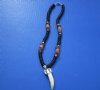 18 inches Alligator Tooth Necklace with Black and White Coconut Beads, Mauve Tube Beads and Mixed Seashell Chips - Pack of 2 @ <font color=red> $9.00 each</font> Plus $7.50 First Class Mail