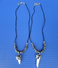 Alligator Tooth Necklace with Black and White Tube Shaped Beads  - 3 @ $7.50 each