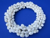 10 to 11 inches White Seashell Wreath made out of Tiny  White Ribbed Cockle Shells - $11.65 each