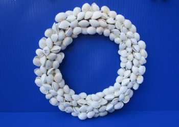 10 to 11 inches White Seashell Wreath made out of Tiny  White Ribbed Cockle Shells - $11.65 each
