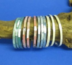 1/4 inch Mother of Pearl Seashell Inlaid Stainless Steel Bangle Bracelets - 12 @ $1.25 each