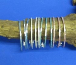 1/8 inch Skinny Mother of Pearl Shell Inlaid Stainless Steel Bangle Bracelets - $6.40 a dozen