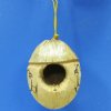 5-1/2  to 8 inches Carved Coconut Hanging Birdhouse with Carved Black Birds - Packed 1 @ $4.99 each