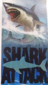 Shark Attack Velour Beach Towels Wholesale, 30 by 60 inches, Each Comes With a Hanger - Case of 12 @ $7.50 each