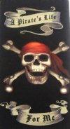30 by 60 inches Wholesale Velour Pirate Skull and Crossbones Beach Towels Wholesale, Each Comes With a Hanger - Case of 12 @ $7.50 each