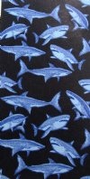 School of Sharks Velour Beach Towels Wholesale, 30 by 60 inches, Each Comes With a Hanger - Case of 12 @ $7.50 each