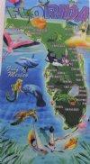 30 by 60 inches Velour Florida Map Towels Wholesale, 100% Cotton, - Case of 12 @ $7.50 each