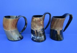 16 ounce Buffalo Carved, Polished Viking Horn Beer Mug, 6 inches tall - $32.99 each