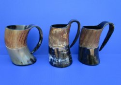 16 ounces Viking Horn Mugs, Half Carved, Half Polished <font color=red> Wholesale</font> 6 inches tall -8 @ $20.70 each