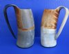 8 inches tall <font color=red> Wholesale </font> Half Carved, Half Polished Buffalo Horn Medieval Beer Mugs in bulk - Case of 3 @ $32.00 each;  Case of 6 @ $28.00 each