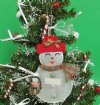 4 inches <font color=red> Wholesale</font> Capiz Shell Snowman Ornaments with a Tiny Basket of Flowers - Pack of 50 @ $1.60 each