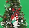 4-1/4 inches Hand Crafted  Sea Cookie Snowman Christmas Ornament Holding a Red and White Turritella Shell Candy Cane - Pack of 10 @ <font color=red>$2.56</font> each