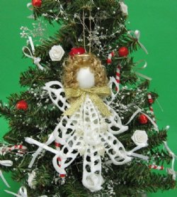 4-1/2 inches White Center Cut Cerithium Seashell Angel Christmas Tree Ornaments - 10 @ $2.56. each