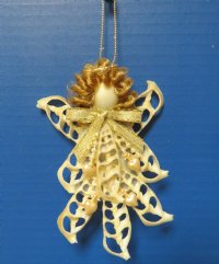 4-1/2 inches White Center Cut Cerithium Seashell Angel Christmas Tree Ornaments <font color=red> Wholesale</font>- 40 @ $2.25 each