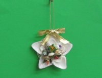 2-1/2 inches Seashell Flower Ornament with Gold Bow - 10 @ $3.60 each