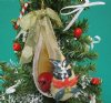 4 inches Fig Shell with Tiny Seashell Characters and Poinsettias Beach Christmas Ornaments for Sale - Packed 10 @ $2.56 each