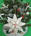 3-1/2 inches Seashell Flower Christmas Tree Ornaments for Sale made out of real capiz and strombus conch shells - Pack of 10 @ <font color=red> $2.64</font> each