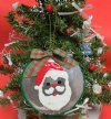 3-1/4 inches Santa Shell Ornament - Painted Santa Face on Capiz Shell with Red and Green Checkered Bow for Sale -  Bulk Bag of 10 @ $2.10 each