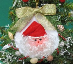 3-1/2 inches Sun Shell with Santa Face Seashell Ornaments for Sale - 10 @ $2.55 each