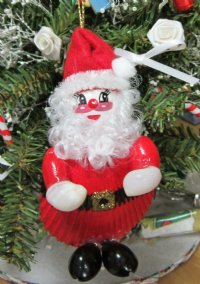 4 inches Red Scallop Shell Santa Ornaments <font color=red>Wholesale</font>  - Case of 40 @ $2.45 each