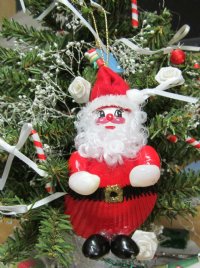 4 inches Red Scallop Shell Santa Ornaments <font color=red>Wholesale</font>  - Case of 40 @ $2.45 each