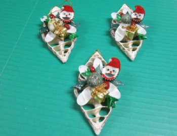 4 inches Center Cut Trochus Seashell Christmas Ornaments with Tiny Gift Box  - Pack of 10 @ $2.25 each