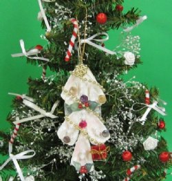 4 inches Seashell Christmas Tree with Gold Garland - 10 @ $2.45 each 
