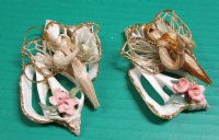 3 inches Straw Angel on Double Center Cut Canarium Seashell Ornaments - 10 pcs @ $2.25 each