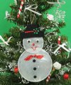 3-3/4 inches White Capiz Seashell Snowman Ornament wearing a Black Hat - Pack of 10 @ <font color=red>$1.60 </font>each (Plus $7.50 First Class Mail)