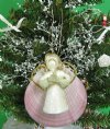 3-1/2 inches  Moon Shell Decorated with a Straw Angel Christmas Tree Ornaments - 10 @ $3.40 each