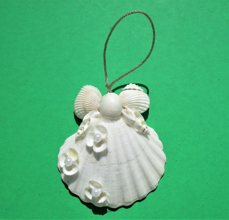 4-1/2 inches White Scallop Shell Angel Ornaments Wholesale 4-1/2 Inches White Scallop Shell Angel Ornaments Wholesale