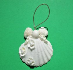 4-1/2 inches White Scallop Shell Angel Christmas Ornaments - 5 @ $2.35 each