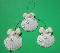 4-1/2 inches White Scallop Shell Angel Ornaments <font color=red> Wholesale</font> - 65 @ $1.47 each